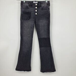 Abercrombie &‎ Fitch Kids High Rise Patch Denim Grey Wash Flare Jeans 11/12